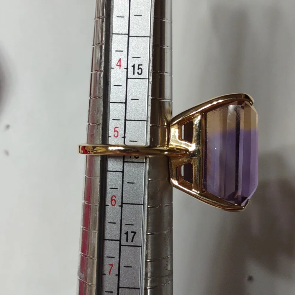 Ametrine ring 14kt yellow gold Large Statement Ring